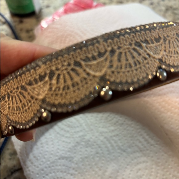 Cowgirl Angel Ranch youth ivory lace western wear leather belt size xl 14 16 - Picture 4 of 7